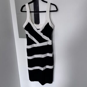 Bisou Bisou Black and White Geometric Mini Dress